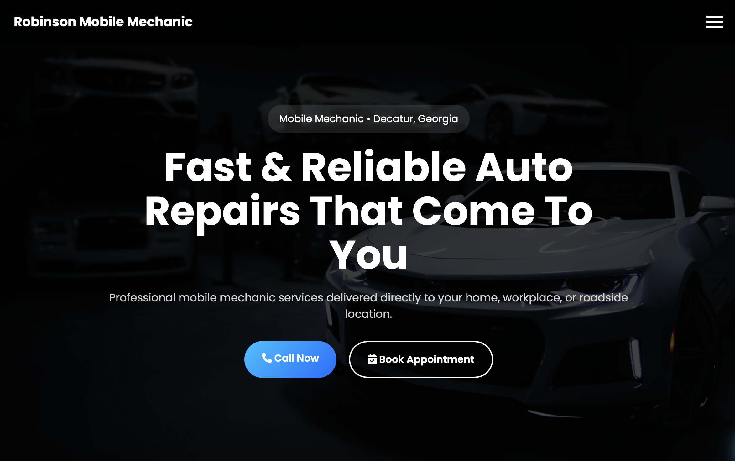 Mobile Mechanic Website Screenshot